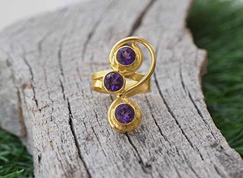 Veracity Jewelry Amethyst Ring * 18K Gold Plated* Rings For Girls*Gemstone Rings*Statement Rings* February Birthstone Rings * Bridal Rings - Boho Rings, Rings For Women, Birthday Gifts -Vr-222 #TOP3