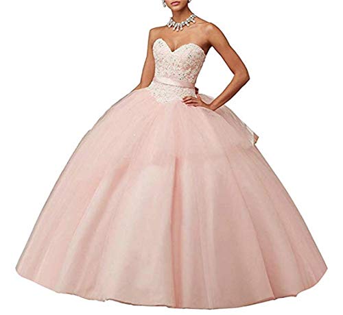 XUYUDITA Lace Appliques Ball Gown Vestido de Fiesta de Noche Beading Sequined Quinceanera Vestidos de Largo Rosa-38