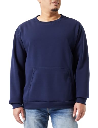 Sweat tricot homme Colina pull marine col rond taille XL en maille de polyester