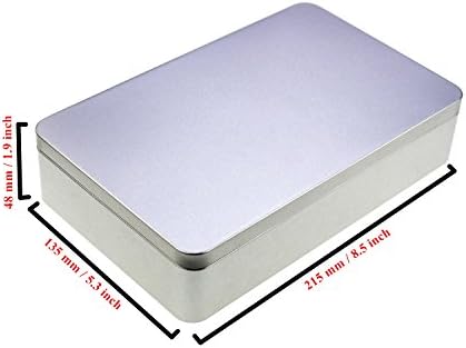 LJY Rectangular Metal Empty Tins Containers Basic Necessities Home Storage Organizer Set, Mixed Sizes, Including 1pc Large + 8pcs Small Boxes