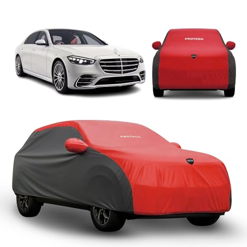 Image of PROTEGO Prime Series India's 1st Anti-Tear Car Cover for Mercedes-Benz S Class | Heavy-Duty, Custom Fit, All Weather | 100% Waterproof, Windproof & Hail Resistant | 2-Year Warranty | Red + Black