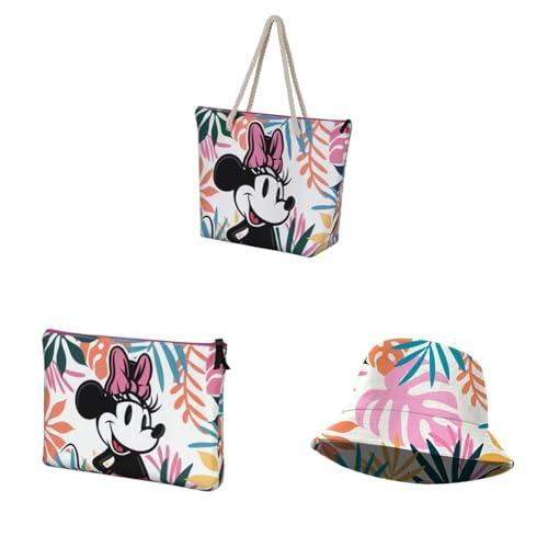 Disney Minnie Mouse Island - Bolsa de praia + Neceser + boné Bucket