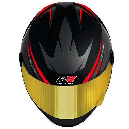 Capacete Pro Tork Moto Fechado R8 Vermelho Viseira Dourada