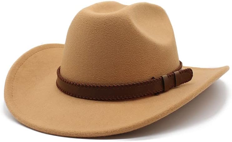 Classic Western Cowboy Hat, Black Felt with Brown Leather Band