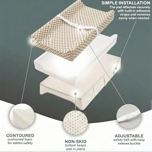 image for Modera Vegan Leather Contoured Baby Changing Pad | Waterproof & Wipe-C