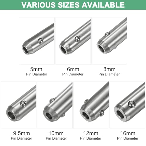 M METERXITY 2er-Pack T-Griff-Sicherungsstifte, 1/4\(6mm) Durchm. 1-3/16\(30mm) Verwendungslänge Druckknopf-Schnellspannstifte mit Tragekabel für Maschine [304 Edelstahl]