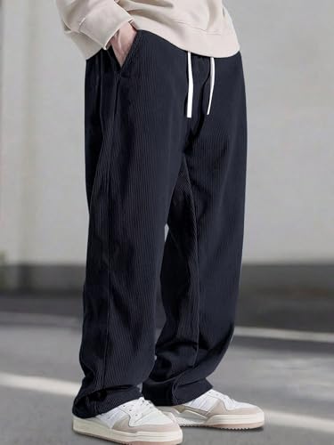 Image of Preneum Men Mid Rise Poly Cotton Loose Fit Trouser || Korean Style Travel & Lounge Wear with Pockets (Available in Plus Size) (Combo Pack of 3)