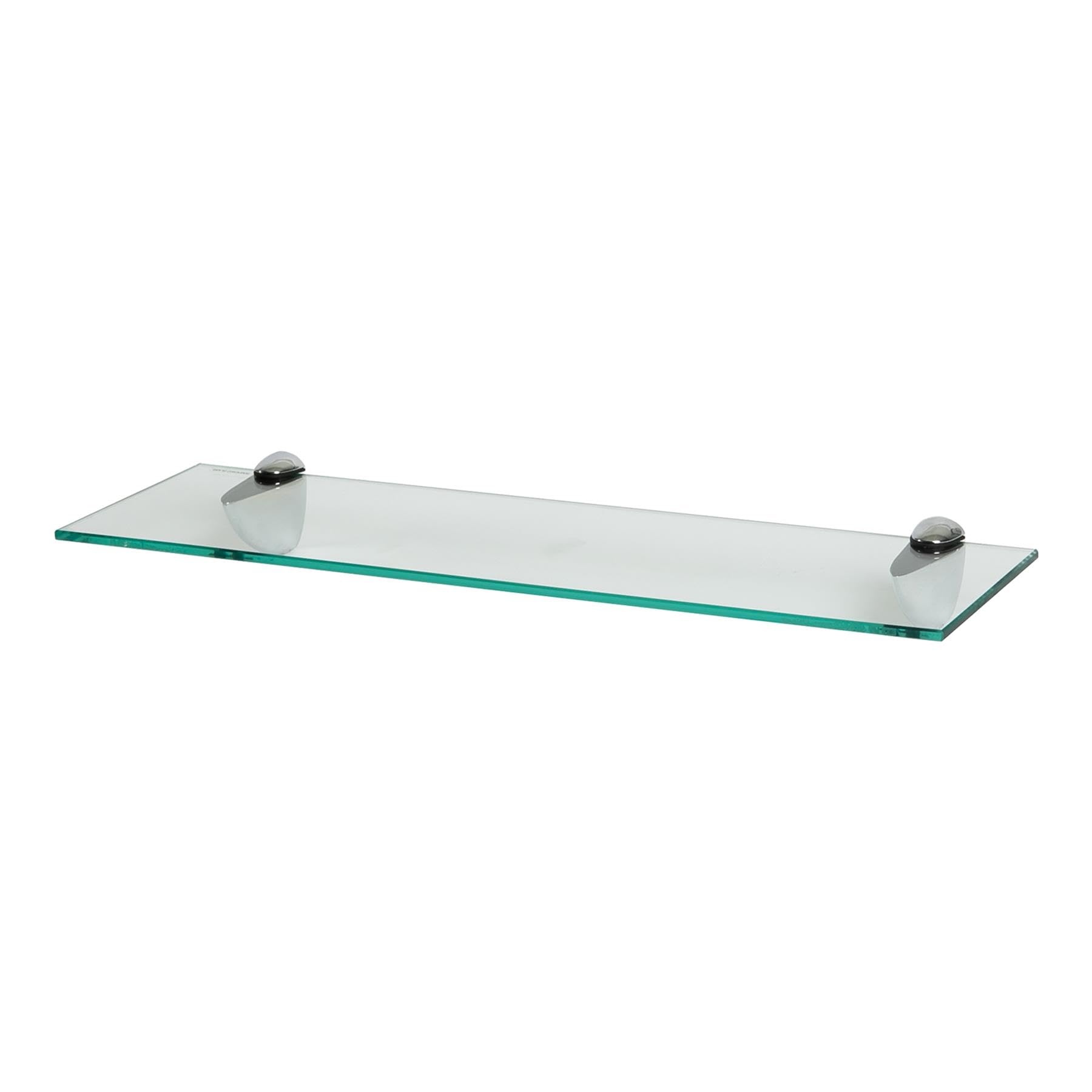 Harbour HousewaresFloating Glass Wall Shelf - 60cm - Pack of 1 - Shelving Storage Vanity Display Shelf Unit with Silver Brackets for Bathroom, Shower, Kitchen, Living Room