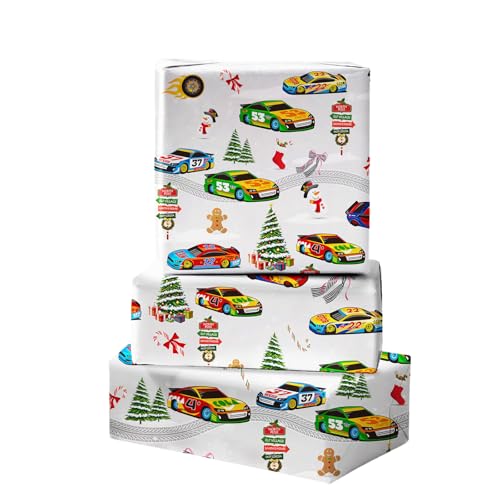 ZINTBIAL Race Car Christmas Wrapping Paper