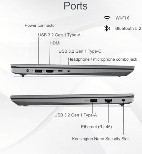 Image of Lenovo Laptop V15 for Business and Student (15.6 inch FHD Anti-Glare, AMD Ryzen 5 7520U (> Intel i5-1235U), 16GB DDR5 RAM, 512GB SSD), Numeric Keypad, Webcam w /Shutter, Ethernet, Wi-Fi 6, HDMI, Win 11 Pro