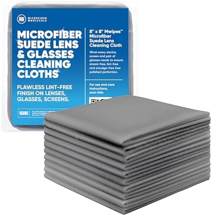 Premium Lens Screen Cleaning Cloth by Microfiber Wholesale | Gray | 8”x8” | 10pk | Soft Microfiber Suede | Compact Size Reusable | No Lint Scratch-Free Durable | Lenses Screens iPads