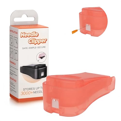 Portable Needle Clipper & Sharps Storage Tool, Large Capacity Metal Tip Cutter for Safe Disposal, Fits 28–32 Gauge Fine Needles, Compact Travel-Friendly Design, Peach Pink