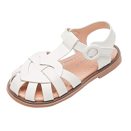 Toddler Baby Girl Sandals Comfort Summer Outdoor Casual Beach Shoes Dress Shoes with Flower Bowknot Anti Slip (Beige, 7.5 Toddler)