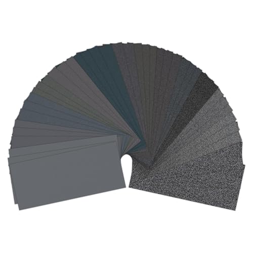 42 piezas de papel de lija de grano 120 a 3000, papel de lija húmedo y seco para madera, paredes, coches, metal, plástico, vidrio, 23 x 9 cm, kit de hojas de papel de lija seco, papel de lija/papel de