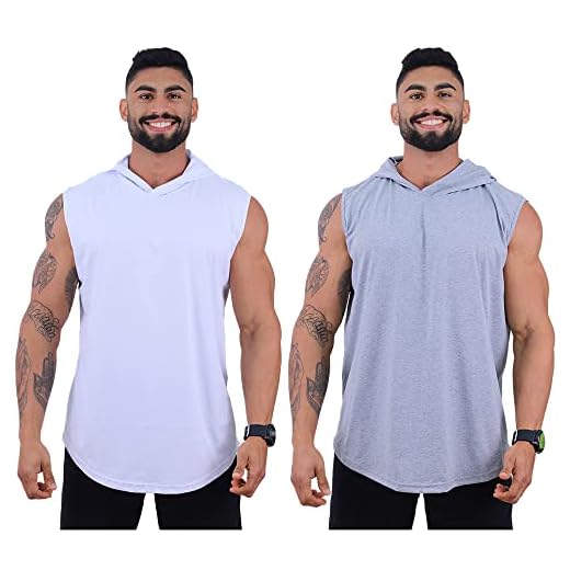 Kit 2 Regatas Com Touca Longline Masculina MXD Conceito Cores Lisas Academia Treino Musculação Sem Estampa (GG, Opção 03)