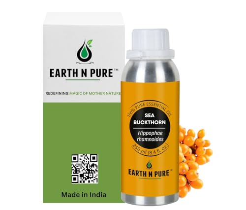 Image of Earth N Pure Sea Buckthorn Oil for Skin & Hair - Cold Pressed | Rich in Vitamin E - Natural Oil for Face Glow, Hair Nourishment & Massage | 250ml