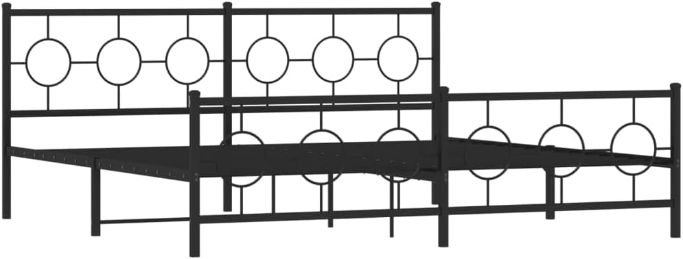 Black Powder-Coated Steel Bed Frame Full Size Industrial Style Sturdy Platform Foundation with Slatted Support for Bedroom Mattress No-Box-Spring-Needed Modern Minimalist Furniture