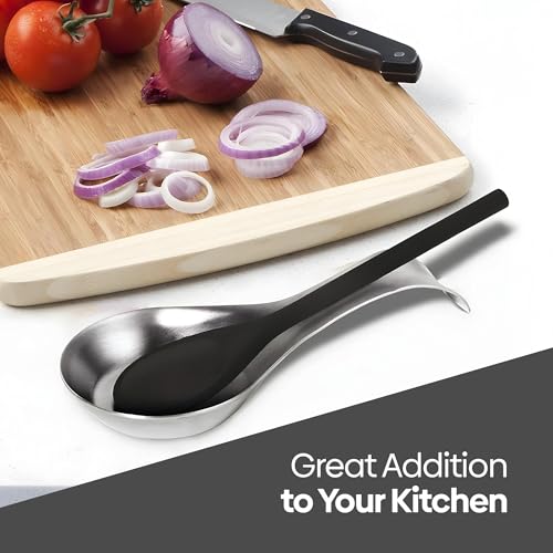 Stainless Steel Spoon Rest 20cm, Polished Spoon Rest Kitchen, Durable Spoon Holder Tray for Cooking, Ladles & Tea Spoons - Image 4