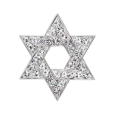 VVCome Sparkle Crystal Star of David Brooch Pin Rhinestone Star Bouquet Brooch Pin Lapel Pins Spiritual Brooch Badge, Metal Crystal, crystal Cover