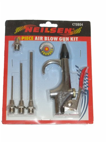 6 PIECE AIR BLOW GUN KIT, Silver,black