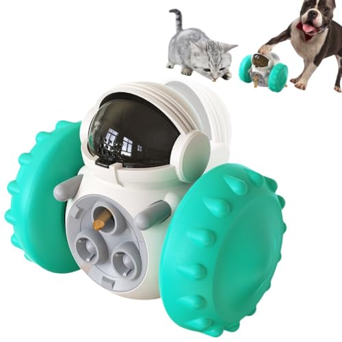 Apaeofl ペット給餌おもちゃ 犬猫 おやつ おもちゃ おや おやつボール 自動給餌器 倒れないエッグ 知育玩具 知育トイ 犬早食い防止 餌入れ フィーダ 運動不足対応 ストレス解消 難易度調節可能 ペット用品 (13*8*11cm,ブルー)