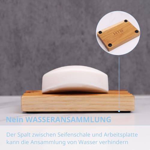 Teak soap Dish for Shower 1pcs by HTB, Wood Decorative Bath soap Holder Heightened Base Design to Keep Soap Dry in Kitchen - Image 2