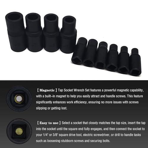Jeuclel JEUS216 10Pcs Tap Socket Wrench Set thumb #3