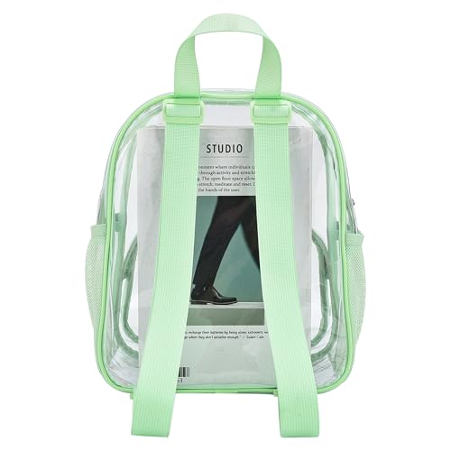 Image of Busiuw Clear Backpack for Stadium Events 12x12x6 with Front Pocket for Concert Sport Fashion Women Backpack Events Work Travel(Avocado green)