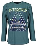 grünes Shirt mit langem Arm und neon Schriftzug INTERFACE, hinten uni