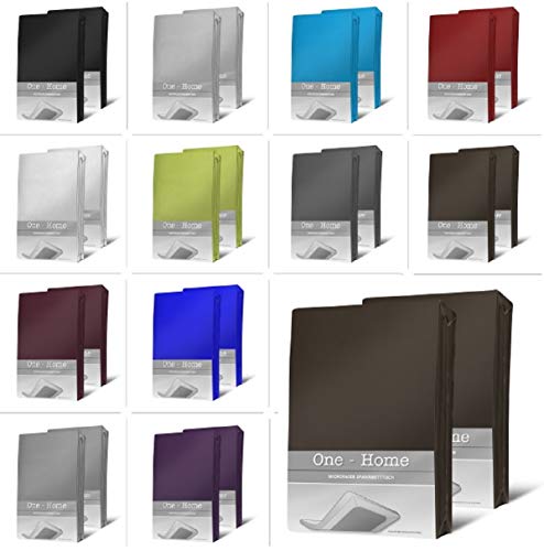 one-home 2er Pack Microfaser Spannbettlaken Spannbetttuch Betttuch mit Rundumgummi Set, Farbe:Braun, Maße:90x200 cm - 100x200 cm