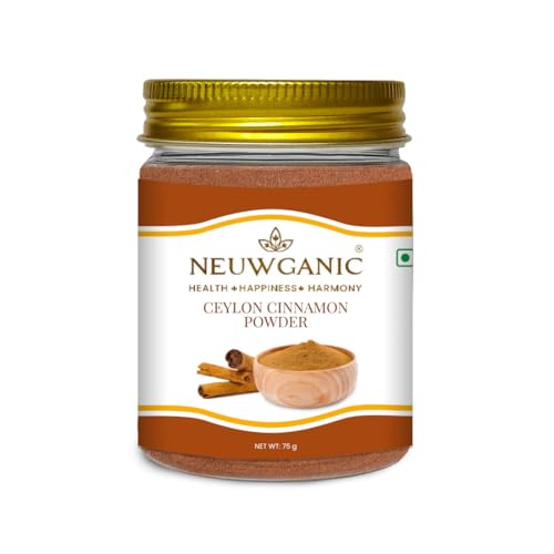 Image of Neuwganic - Natural Ceylon Cinnamon Powder | Pure & Natural Dalchini | Indian Organic Spices | Ideal for Making Cookies /Masala Tea /Desserts | 75 Gm Pack of 1