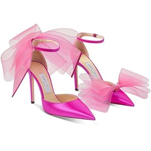 JIMMY CHOO Womens Leather Satin Pumps