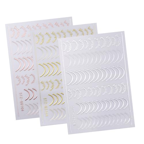 3 hojas de calcomanías de uñas de línea francesa con rayas de metal 3D, calcomanías adhesivas de gel curvado, línea de arte de uñas, decoración de manicura