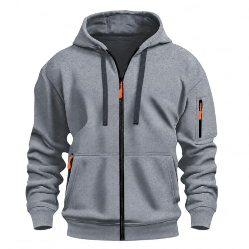 Image of MANTORS Mens Fleece Jackets Contrast Hoodies Lightweight Sweatshirt Color Block Jacket Coats