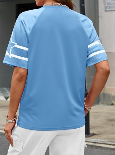 Image of LovelyWholesale Women's Oversized V Neck Jersey Shirts Summer Football Graphic Tee