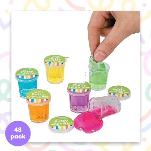 image for Kicko Mini Putty with Glitter - 48 Pack Assorted Neon Colored Sludge -