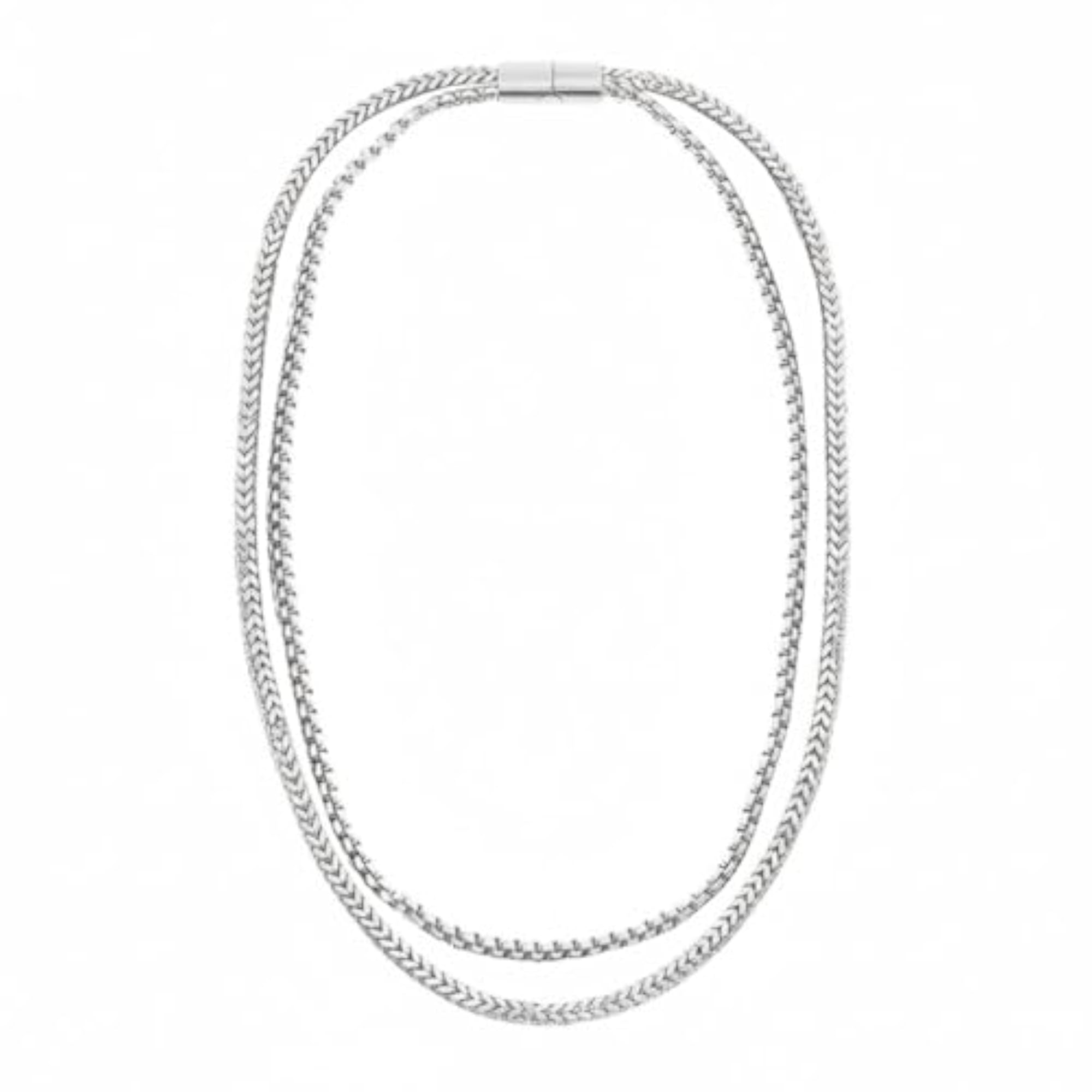 Men's Silver Plated Stainless Steel Wheat Chain Necklace