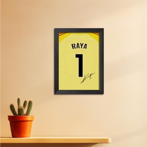 Image of TenorArts David Raya Poster Frame Arsenal Jersey Laminated Photo Print with Signature Framed Painting with Matt Finish Black Texture (12 inches x 9inches)