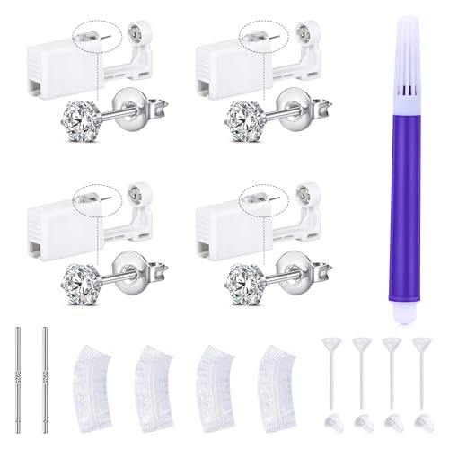 LAURITAMI Pistola Orecchini Usa e Getta,4 Pezzi Set Unisex per