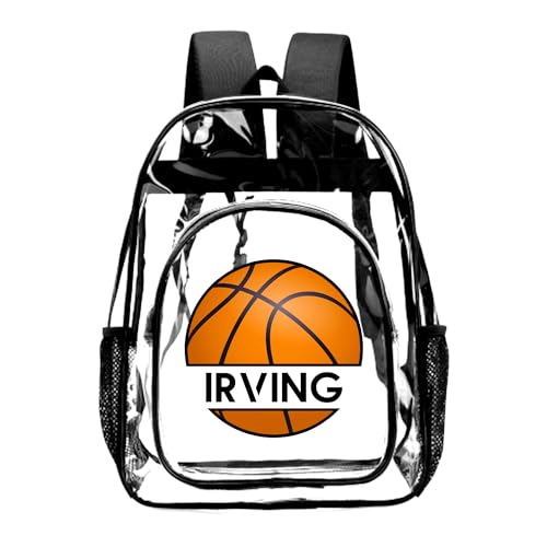 Personalized Basketball Clear Backpack for Boys Girls,Custom Clear Backpacks with Name,Transparent Backpack with Reinforced Strap,See Through Waterproof Heavy Clear Book Bag, Back to School Gifts