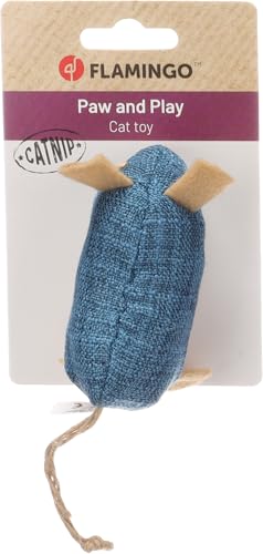 Flamingo giochi per gatti – Robla – Topolino di stoffa – blu – con catnip – gioco leggero – morbido e irresistibile