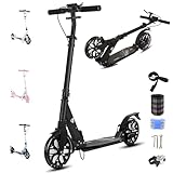  Big Wheel Scooter - Cityroller  Klappbarer City Roller für Kinder  Höhenverstellbar, Tretroller für Erwachsene  Roller Kinder 8 Jahre  LED Wheel  Kinderroller,Schwarz