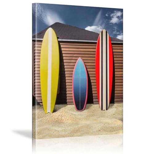 Planche de surf lumineuse habillage grand mur vide triptyque avec cadre de chambre