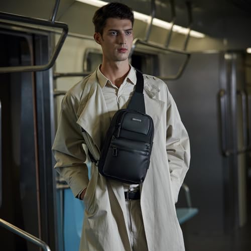 Image of Golden Wolf Sling Backpack for Men Cross Sling Bag for 9.7inch Tablet Office Handgun Bag Chest Bags Sleek Single Shoulder Bag Multi-pocket Water-resistant One Side Bag for Work Casual Daily Use, Black