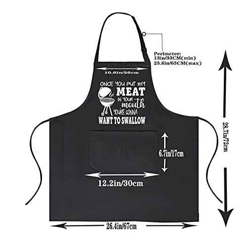 Potalkfree Funny Gag Gifts For Men Women, Once You Put My Meat Chef Apron, Bbq Cooking Grilling Aprons With 2 Pockets, Wife Birthday Gifts From Husband, Boyfriend #TOP2