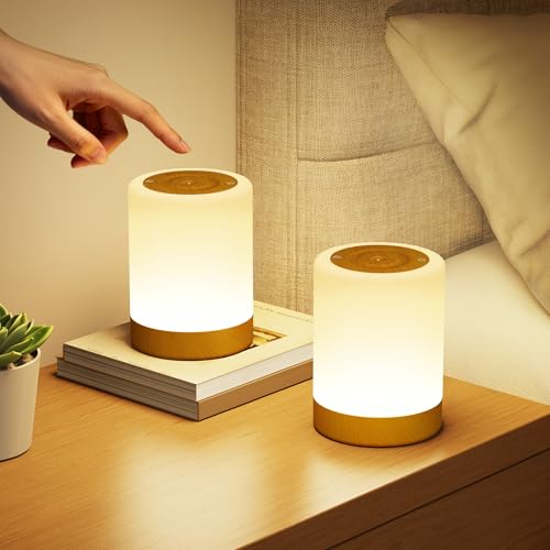 Lot de 2 Lampe de Chevet Tactile Intensité Variable, 5 Modes & 256 Couleurs RVB Changement...