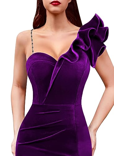 Image of VFSHOW Womens Ruffle One Shoulder Formal Prom Gala Maxi Dress Evening Gown