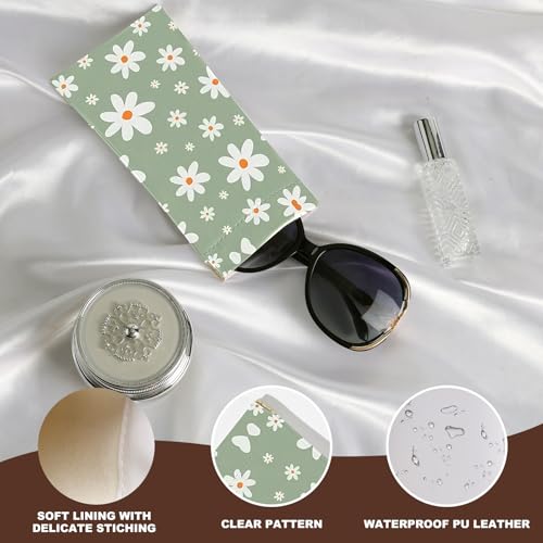 Image of Anikathy 2Pcs Sunglass Eyeglass Glasses Case Soft PU Leather with Cleaning Cloth Portable Glasses Pouch Bag for Men Women
