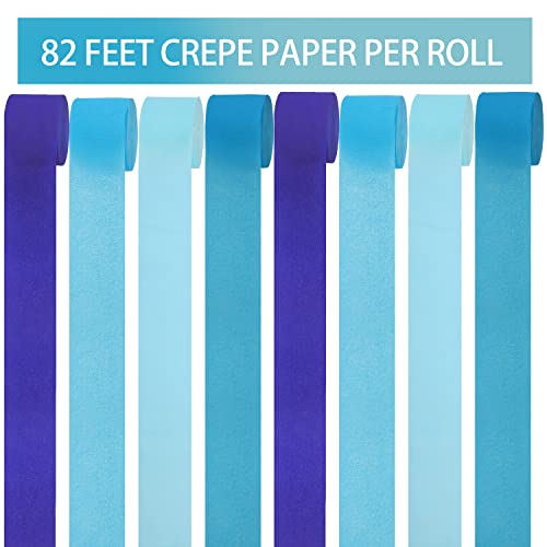 Blue Crepe Paper Streamer Rolls Hanging Party Decoration 8 Rolls Blue Theme Party Streamer For Various Birthday Wedding Festival Party Decorations #TOP2