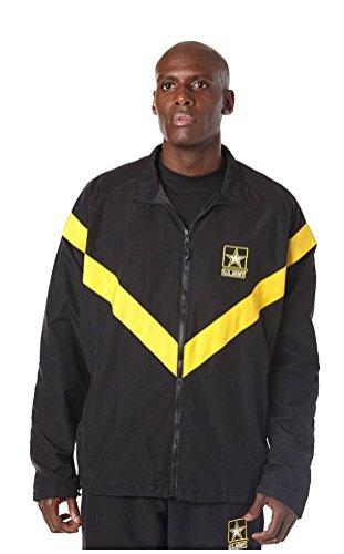 Genuine Military Issue GI US Army PT Jacket APFU (Army Physical Fitness Uniform) Latest Style Black & Gold (Small)